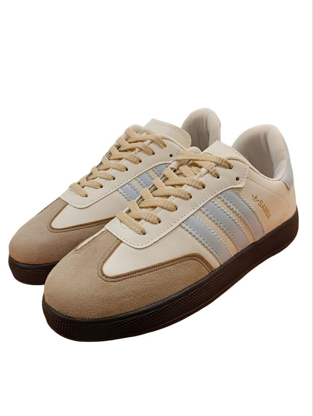 کتونی آدیداس سامبا رنگ سفید، کرم و چری با سایزبندی ۳۷ تا ۴۰ مناسب خانمها و آقایان – طراحی کلاسیک و شهری